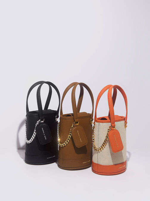 Avis Cylindrical Bucket Bag, Orange, hi-res