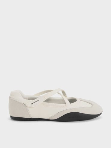 Mika 交叉帶運動瑪莉珍鞋, 白色, hi-res