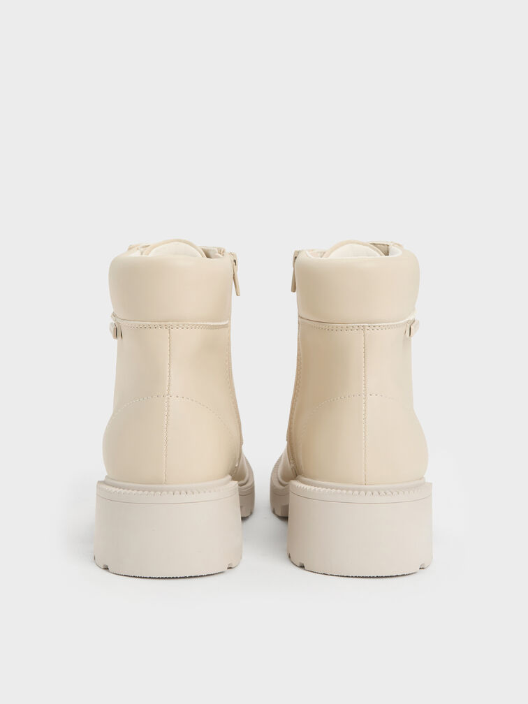 Girls' Ridged-Sole Ankle Boots, Chalk, hi-res