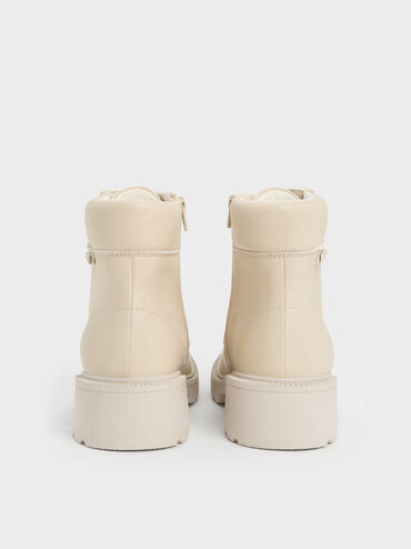 Girls' Ridged-Sole Ankle Boots, Chalk, hi-res