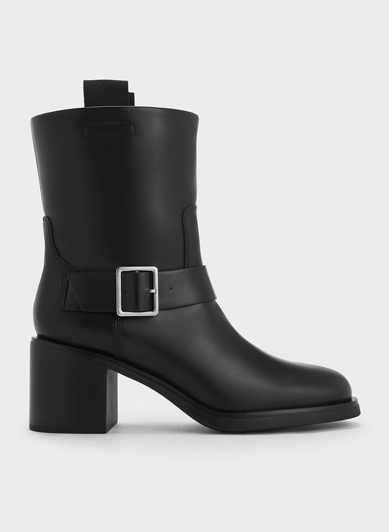 Kailey Side-Buckle Ankle Boots, Black, hi-res