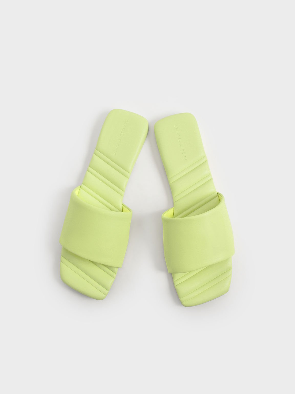 Square Toe Padded Slide Sandals, Light Green, hi-res