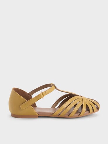 Girls' T-Bar Mary Janes, Mustard, hi-res