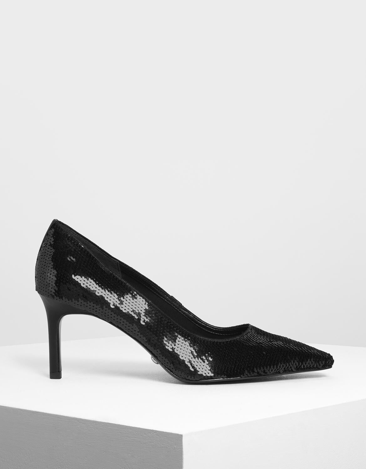 Sequin Mesh Pointed Toe Pumps