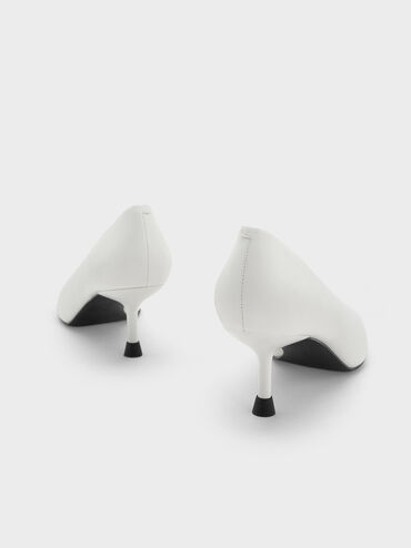 Pointed-Toe Kitten-Heel Pumps, White, hi-res