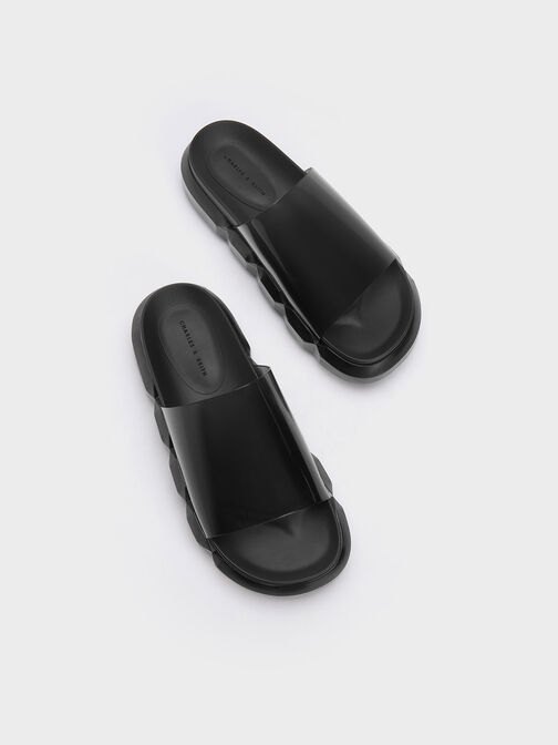 Fia See-Through Slide Sandals, Black, hi-res