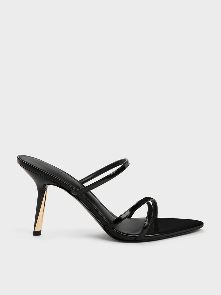 Taylen Strappy Heeled Mules, Black Box, hi-res