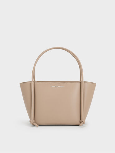 Elora Elongated-Handle Tote Bag, Taupe, hi-res