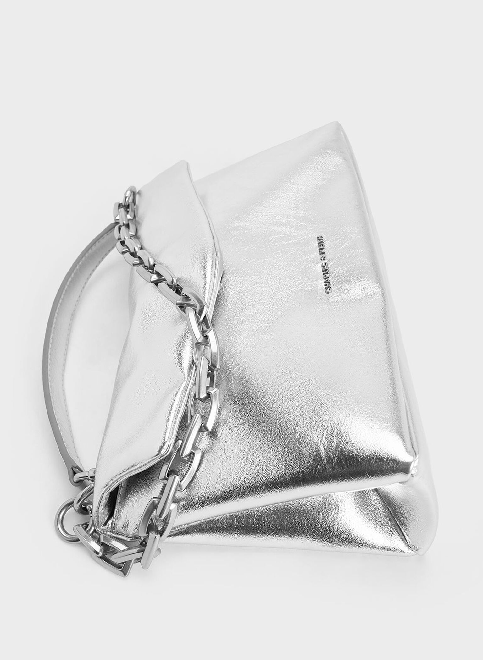 Andromeda Metallic Chunky-Chain Top Handle Bag, Silver, hi-res
