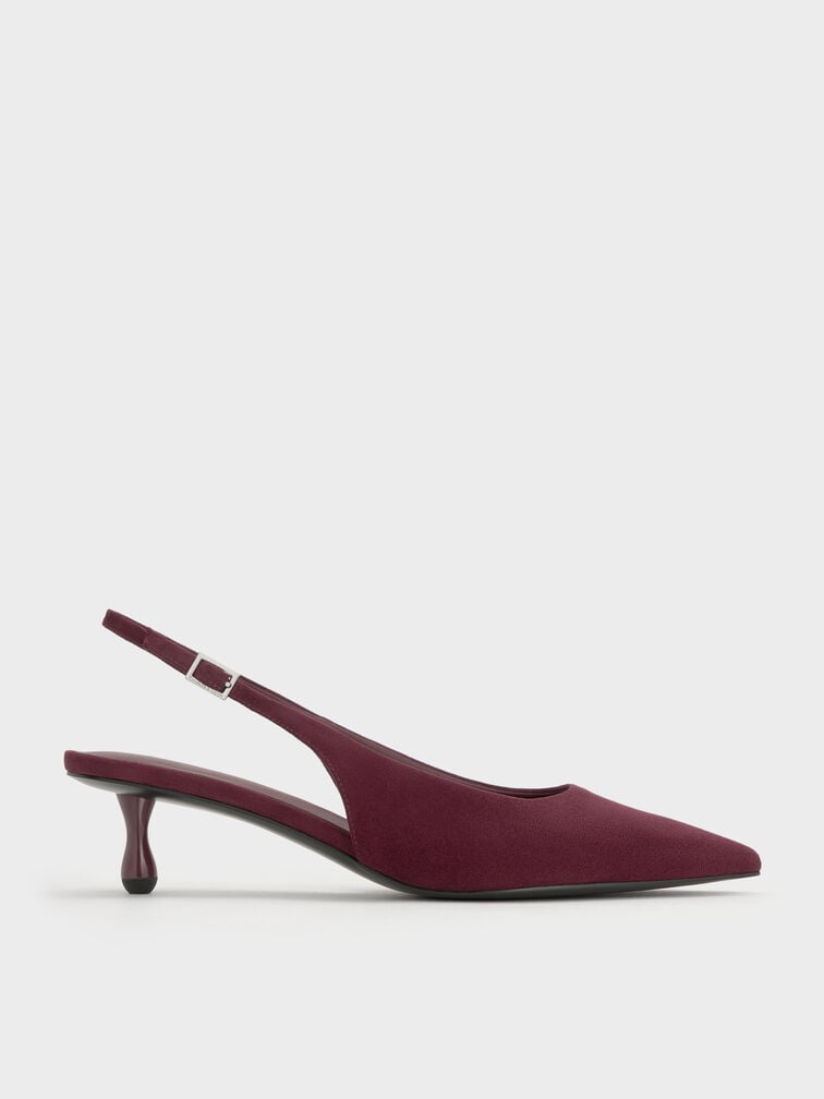 Ruthie Faux Suede Slingback Pumps, Burgundy, hi-res