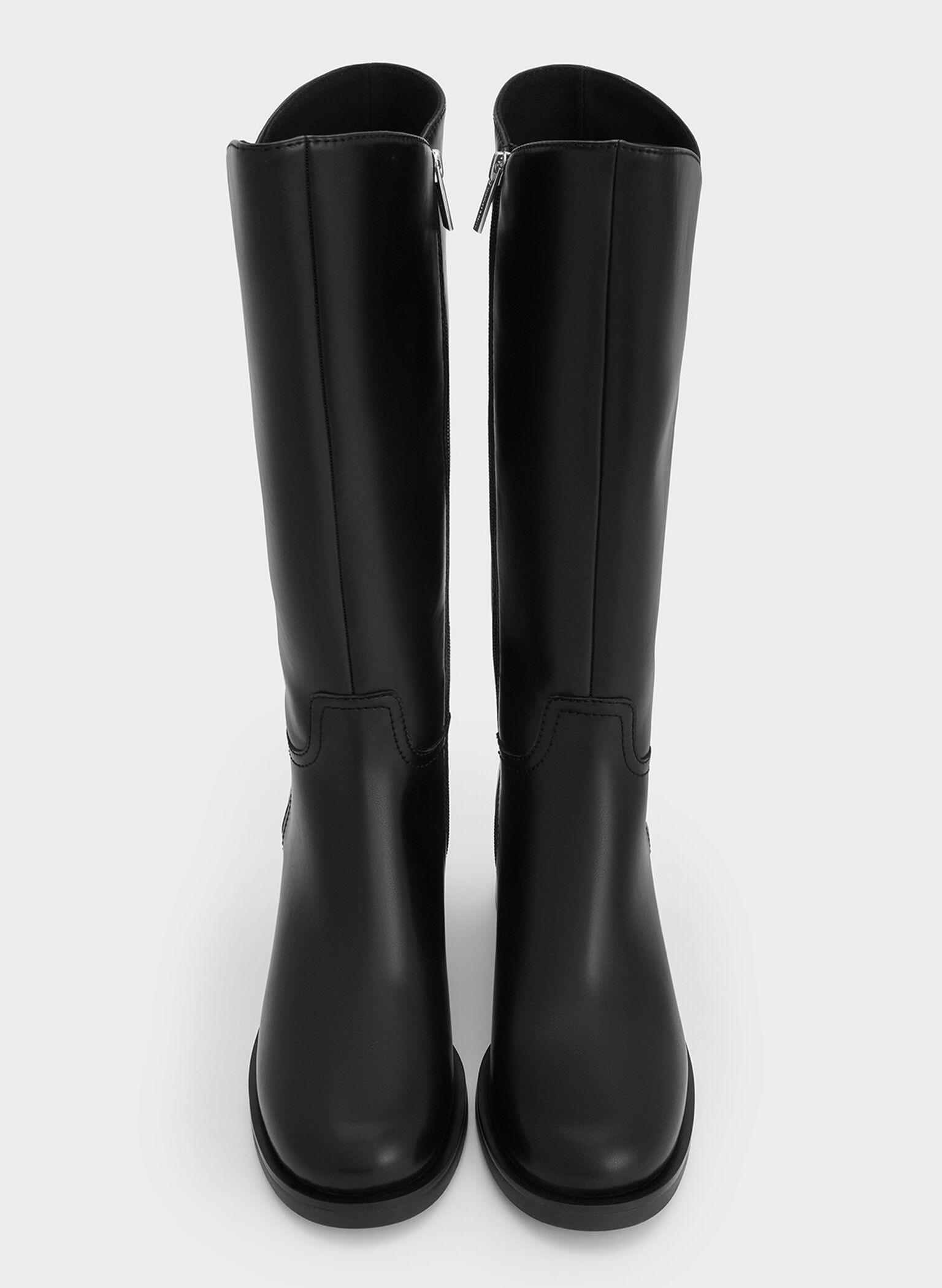 Masei Grommet-Strap Knee-High Boots, Black, hi-res