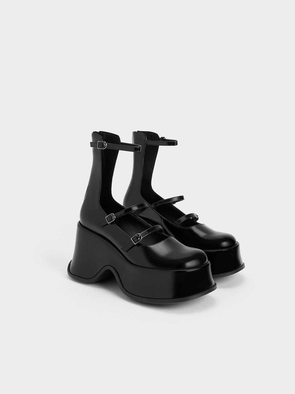 Carlisle Platform Mary Janes, Black, hi-res