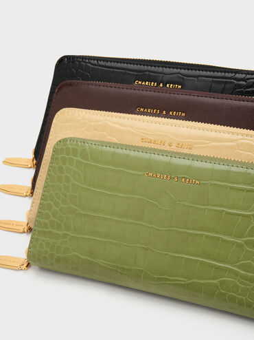 Zip-Around Long Wallet, Brown, hi-res