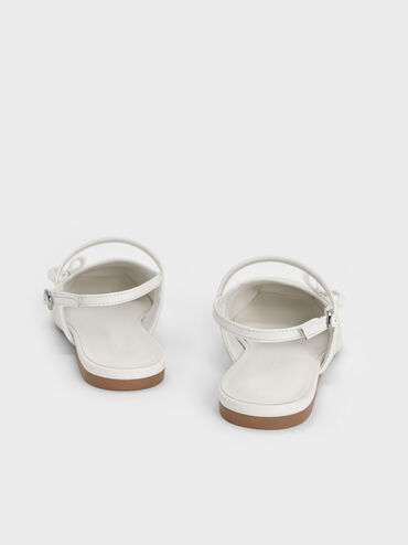 Merceditas planas slingback con lazo, Blanco, hi-res