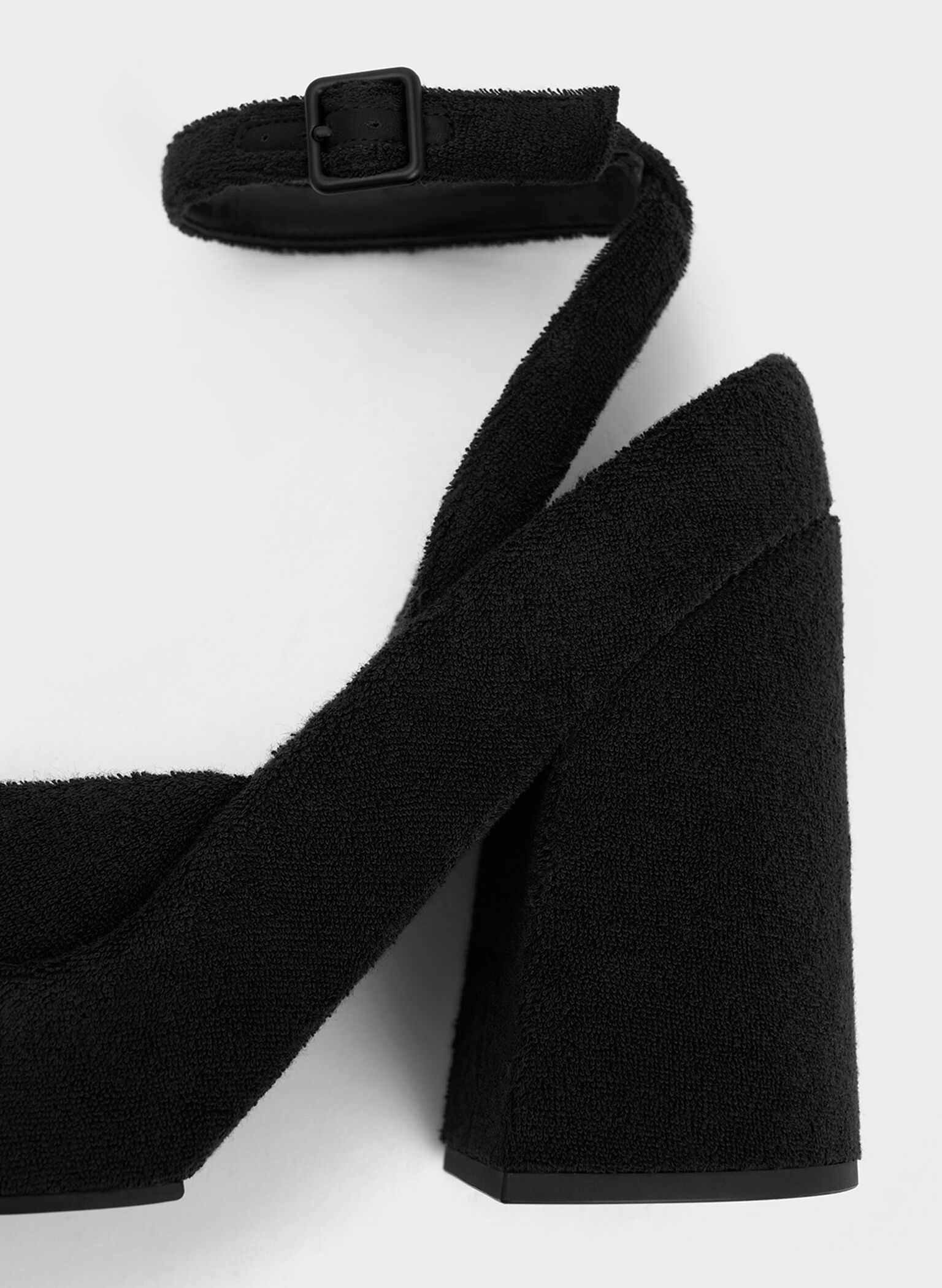 Loey Ankle-Strap Platform Pumps, Black Textured, hi-res