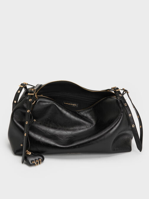 Rey Slouchy Shoulder Bag, Black, hi-res