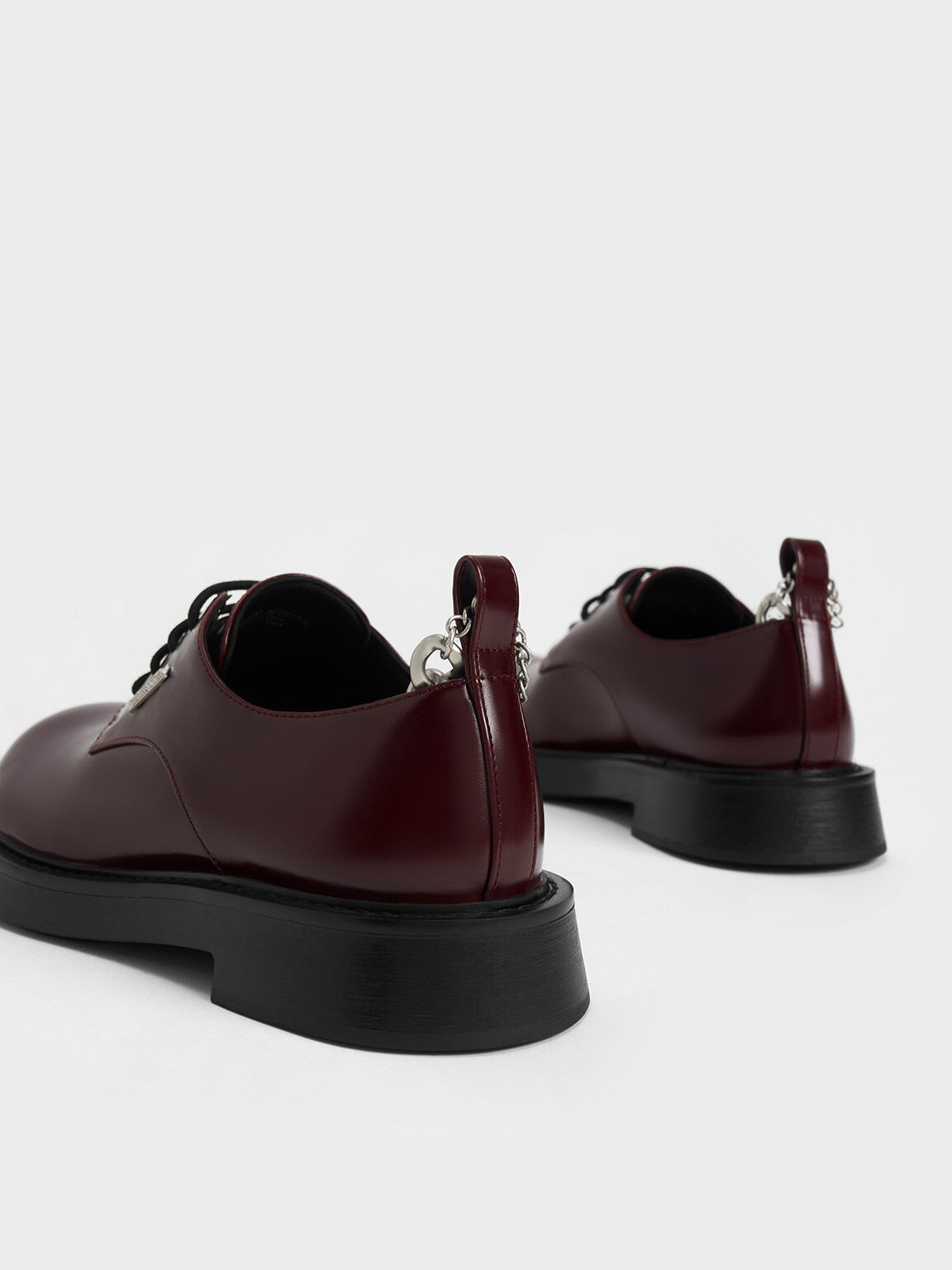 Chunky Chain Derby Shoes, Maroon, hi-res