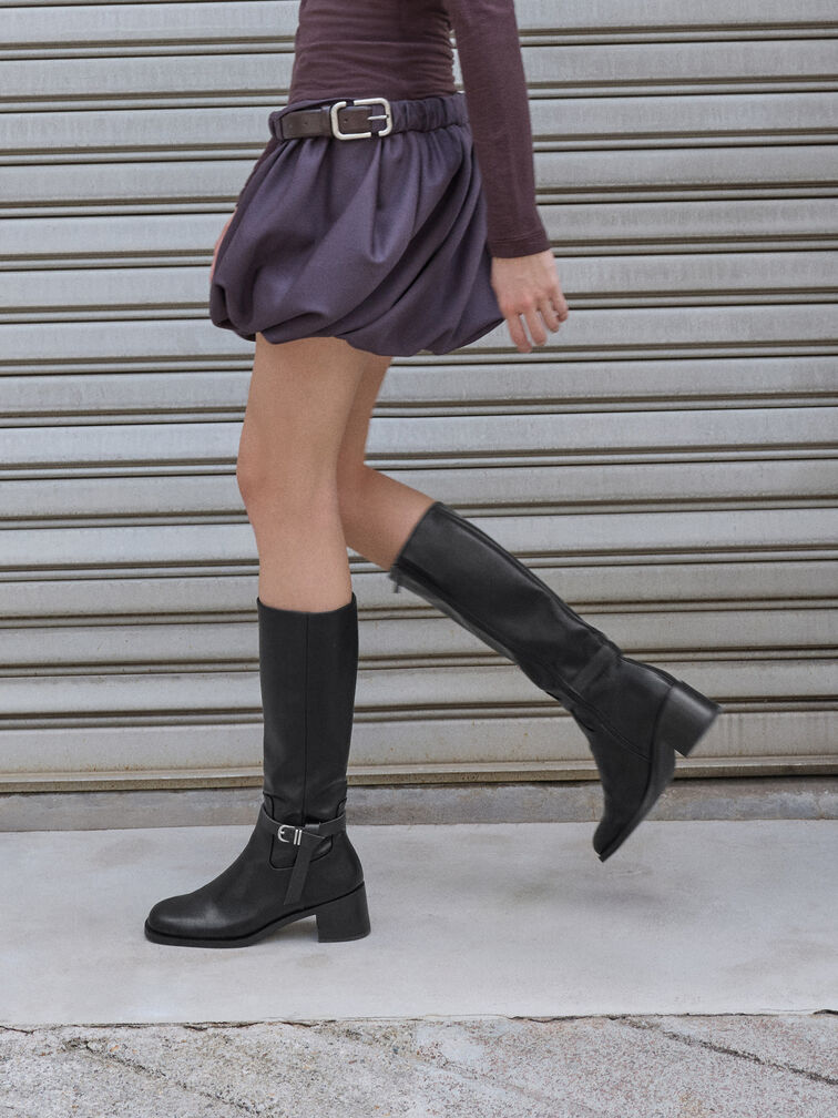 Eliza Knee-High Boots, Black, hi-res