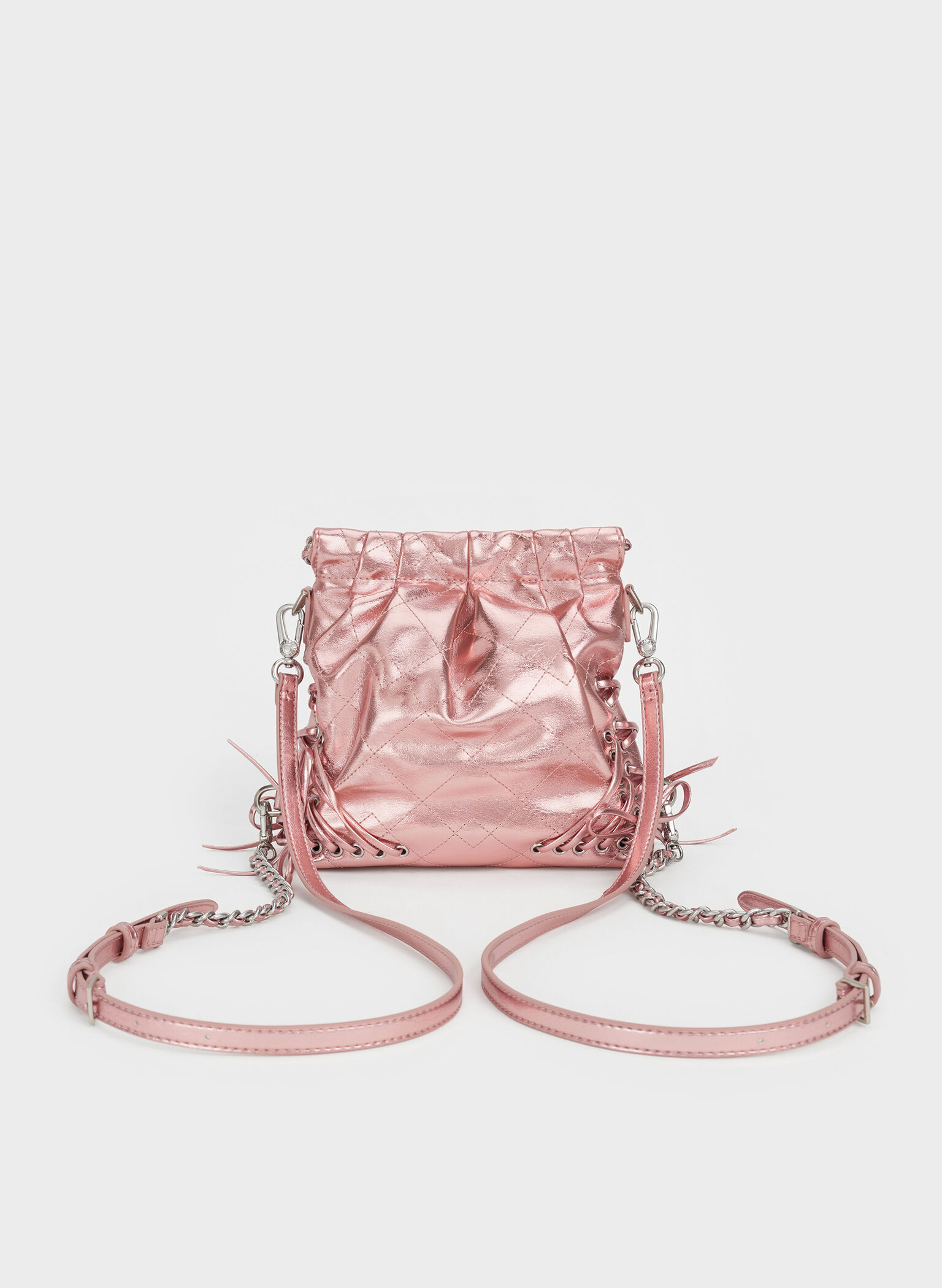 Duo Metallic Grommet Chain-Handle Two-Way Backpack, Aura Pink, hi-res