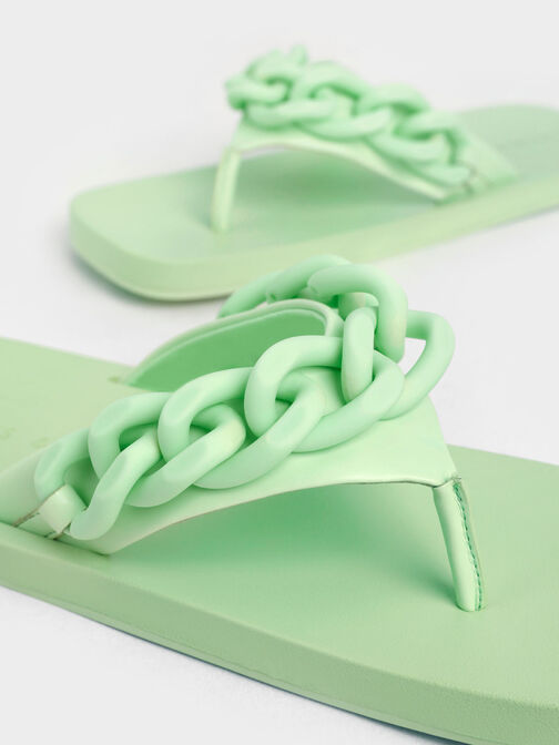 Sandalias de eslabones de cadena, Verde, hi-res