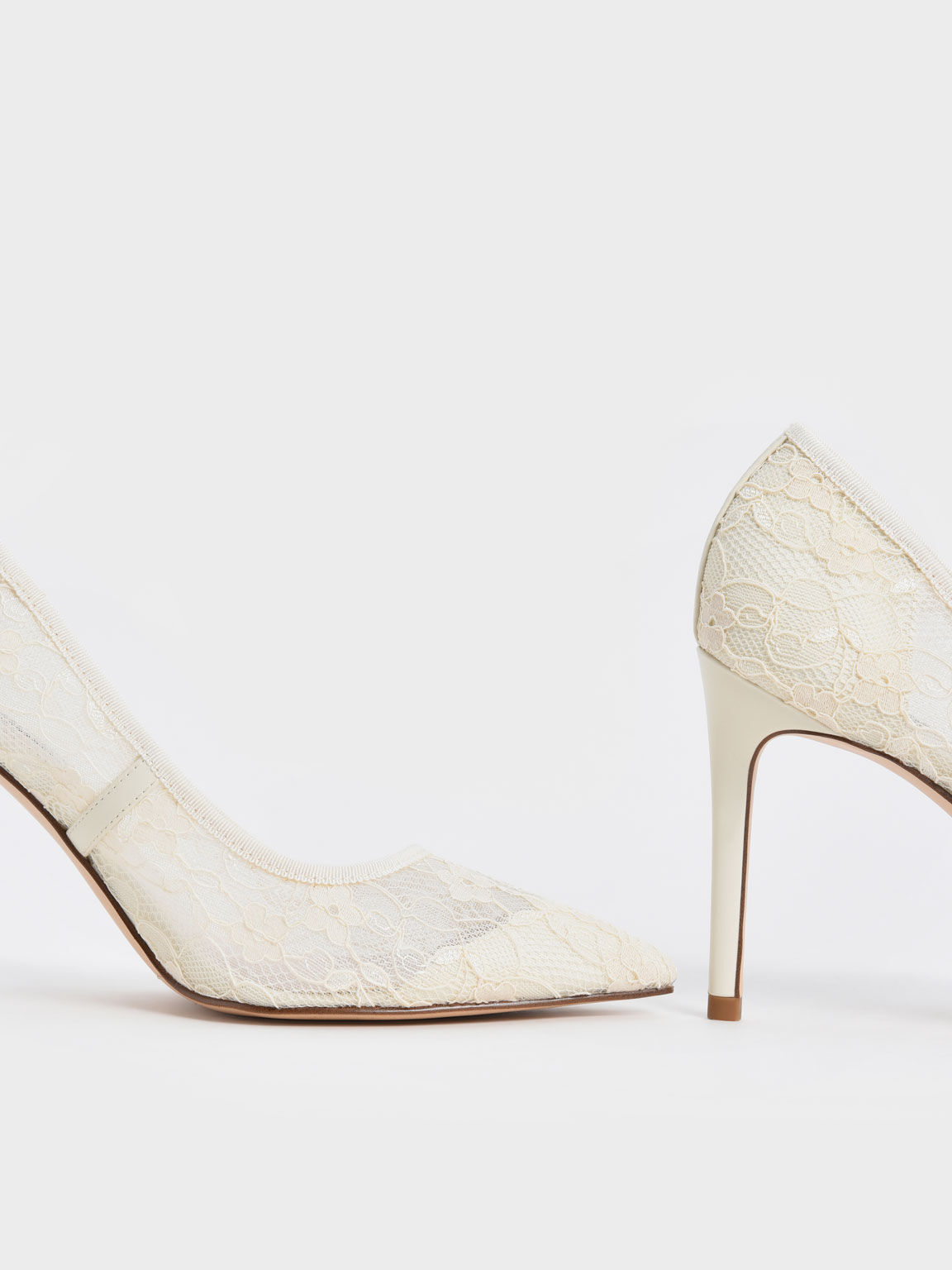 Cream Lace Stiletto Pumps CHARLES KEITH CO