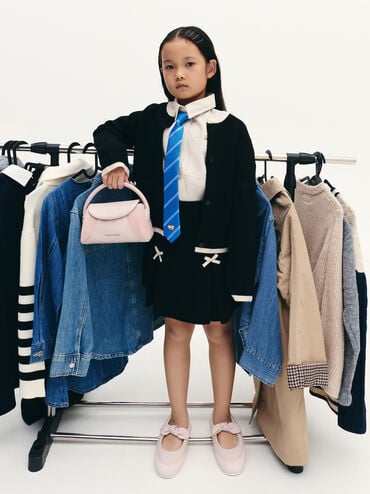 Girls' Nelly Recycled Suede Top Handle Bag, Pink, hi-res