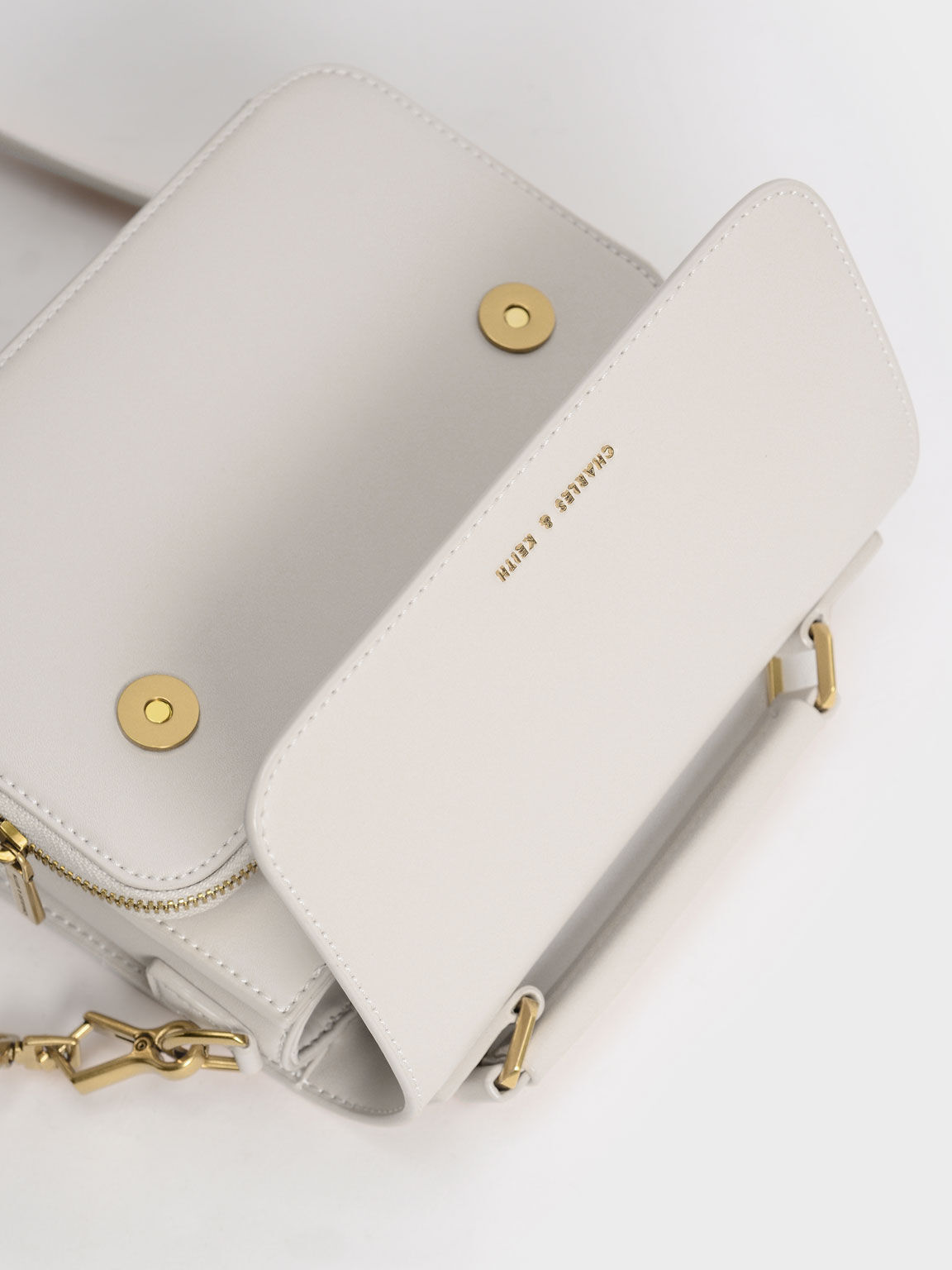 Front Flap Top Handle Crossbody Bag, Ivory, hi-res