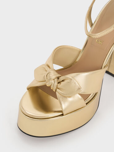 Jayce Leather Platform Sandals, Gold, hi-res