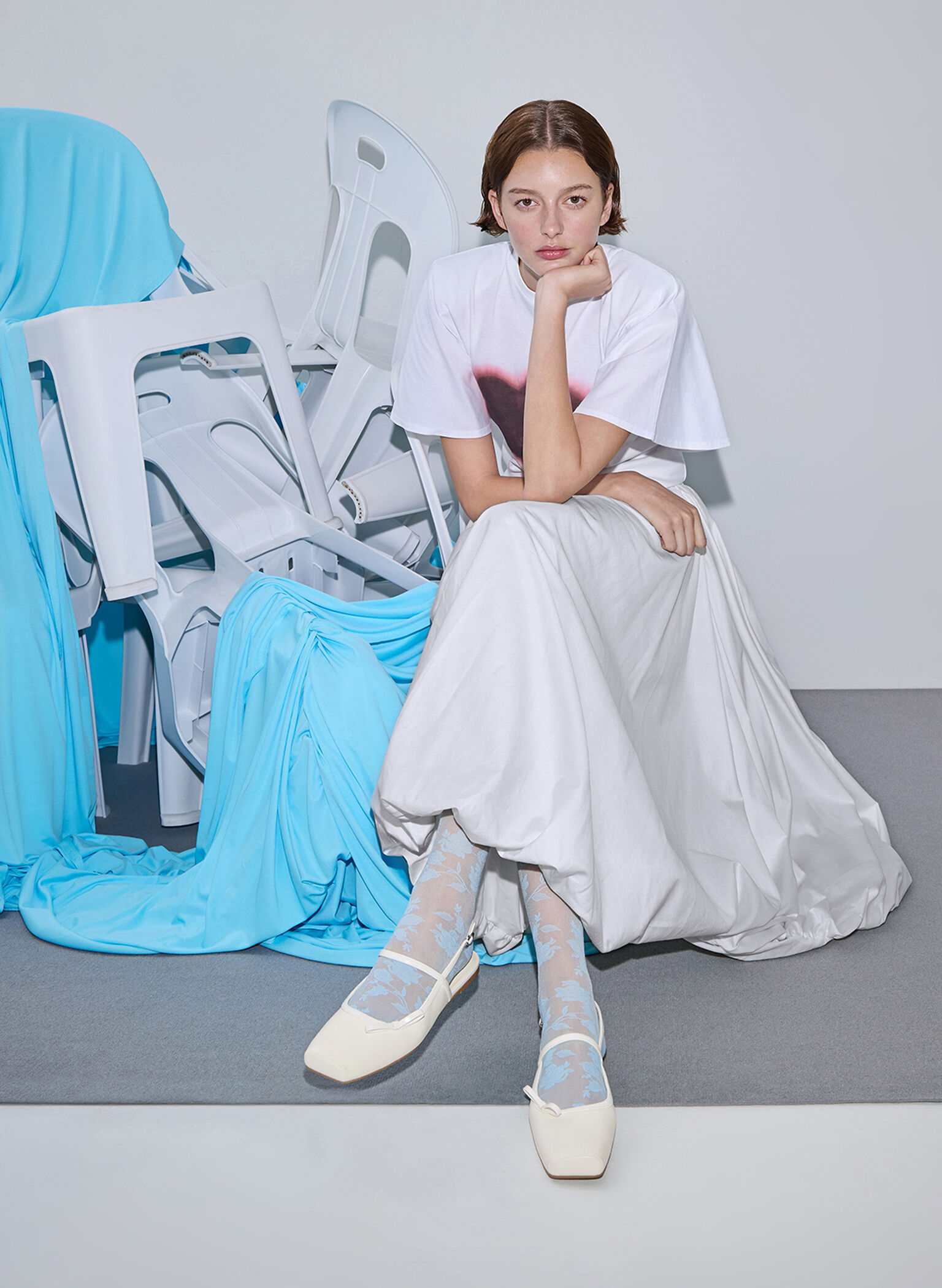 Merceditas planas slingback con lazo, Blanco, hi-res