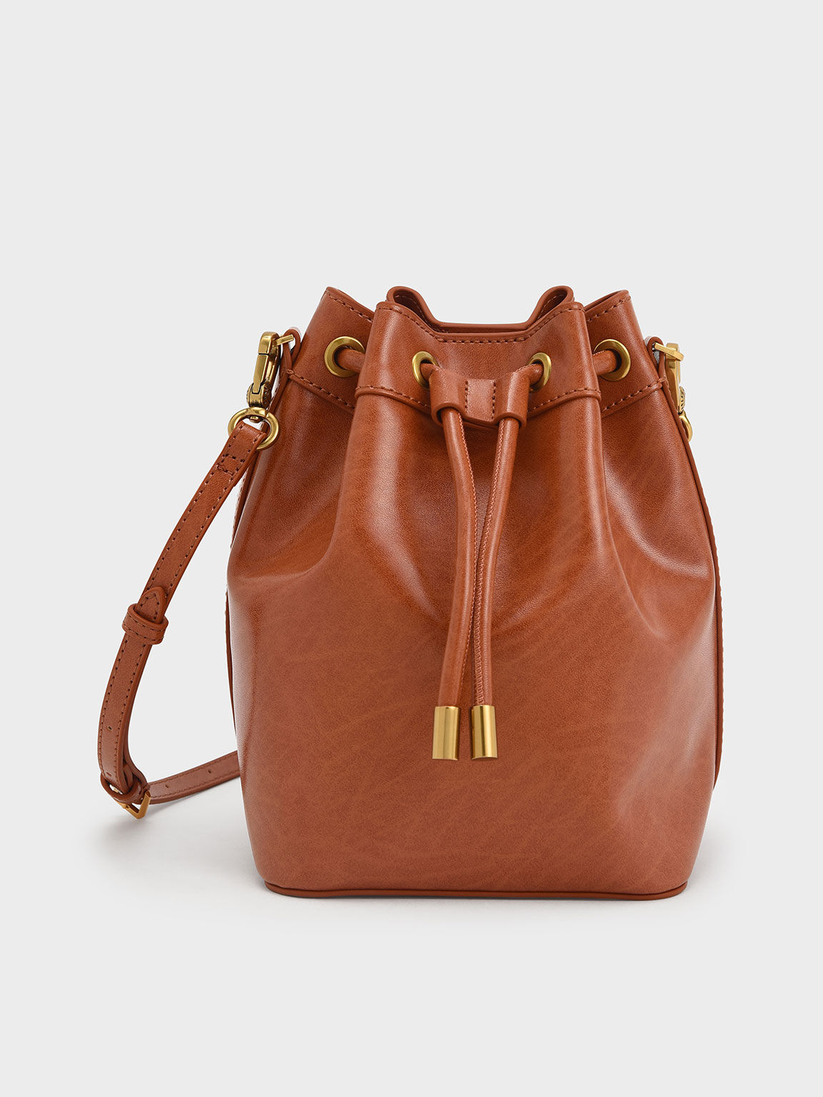 Woven Handle Bucket Bag, Brick, hi-res