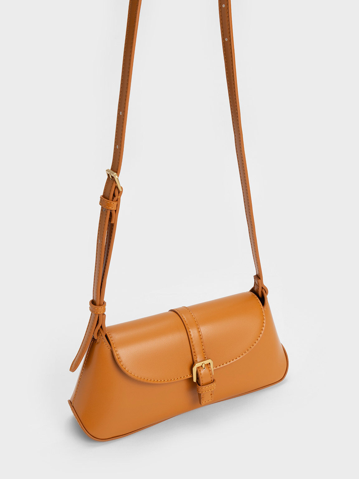 Annelise Double Belted Shoulder Bag - Orange