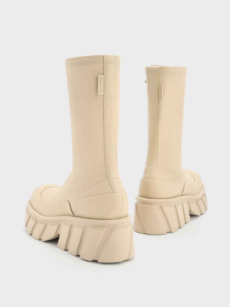 Botas Aberdeen de plataforma con cremallera lateral, Blanco tiza, hi-res