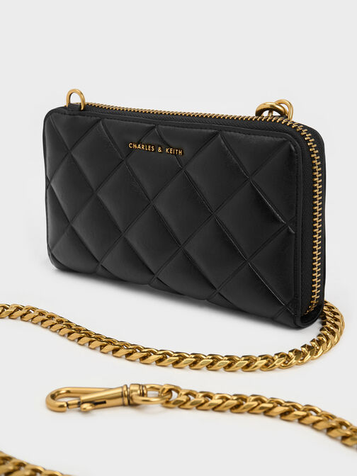 Swing Quilted Long Wallet, Black, hi-res