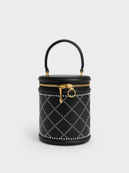 Marietta Bead-Embellished Bucket Bag, Black, hi-res
