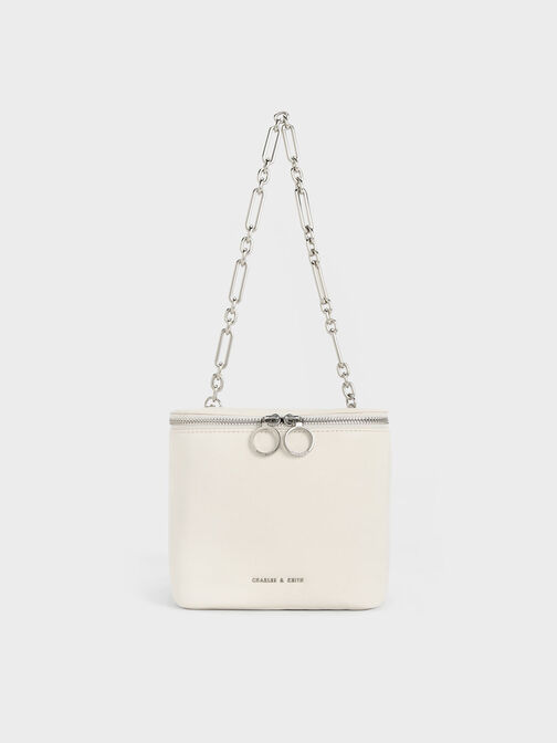 Cyrus Boxy Chain-Handle Bag, Cream, hi-res