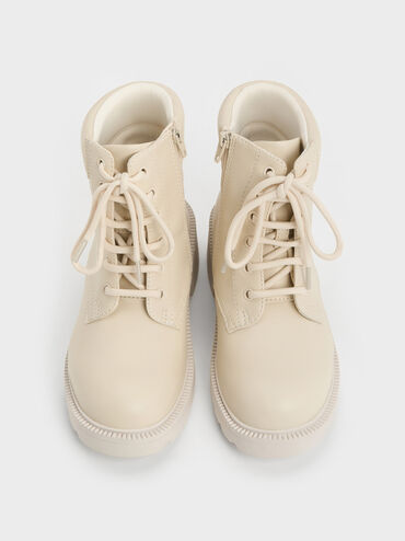 Girls' Ridged-Sole Ankle Boots, Chalk, hi-res