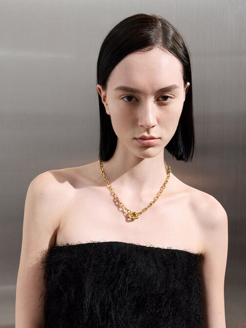 Toggle-Clasp Chain-Link Necklace, Gold, hi-res