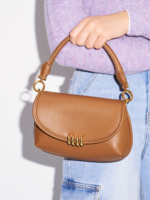 Osiris Metallic Accent Curved Bag, Chocolate, hi-res