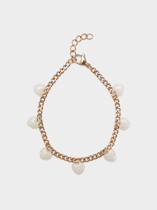 Heart Motif Chain-Link Bracelet, Gold, hi-res