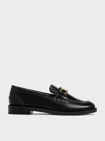 Metallic-Accent Loafers, Black Box, hi-res