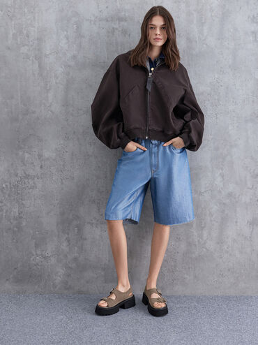 Nadine Faux Suede Slingback Platform Sandals, Taupe, hi-res