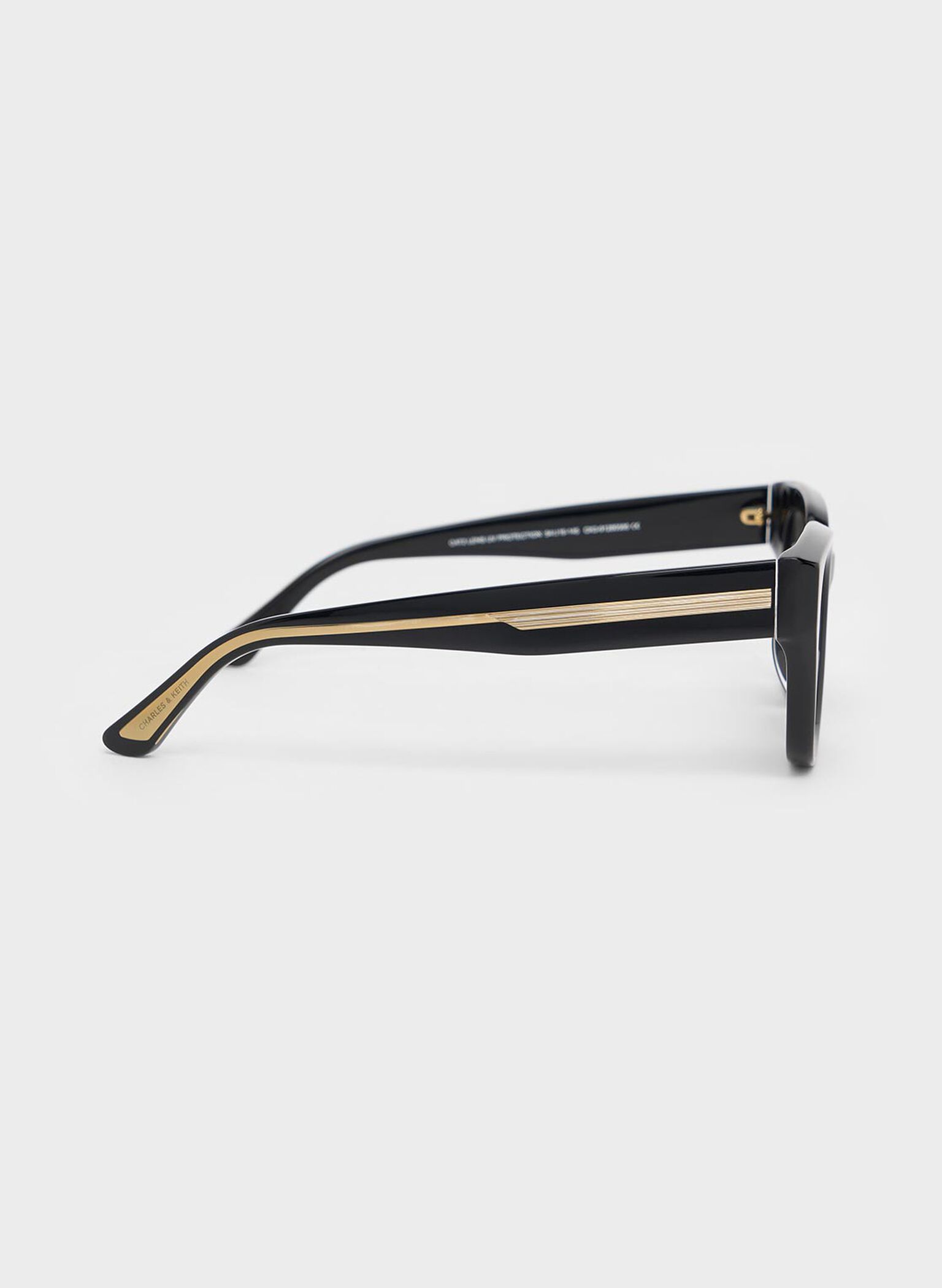 Recycled Acetate Cat-Eye Sunglasses, Black, hi-res