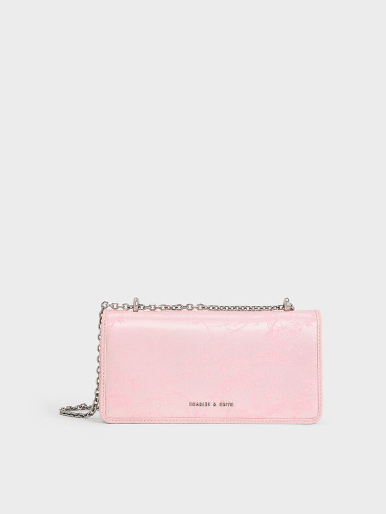 Paffuto Recycled Satin Chain Handle Long Wallet, Pink, hi-res