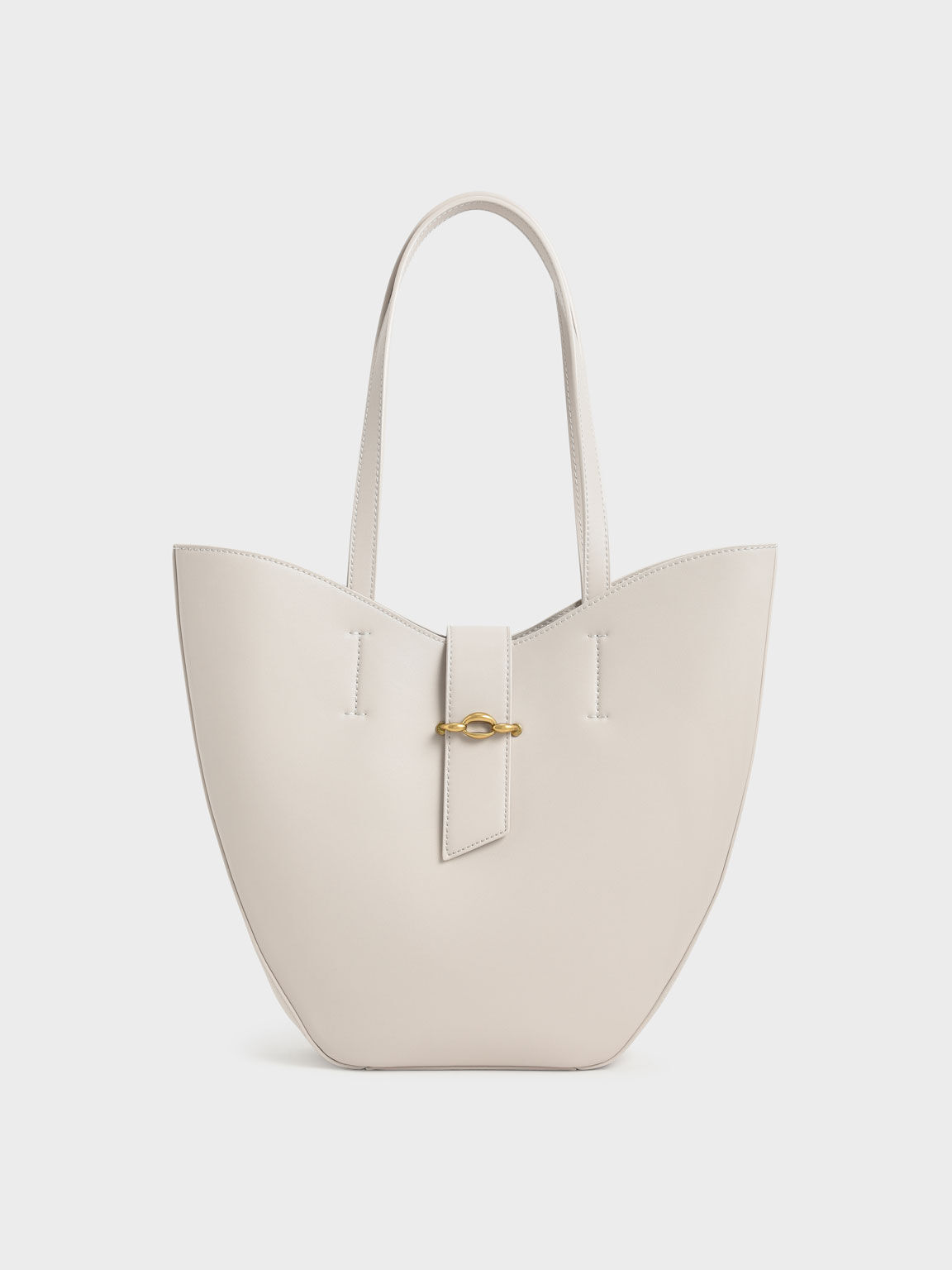 Belt Buckle Strap Large Tote Bag, Ivory, hi-res