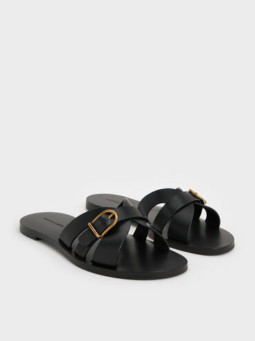 Sandalias con hebilla, Negro, hi-res