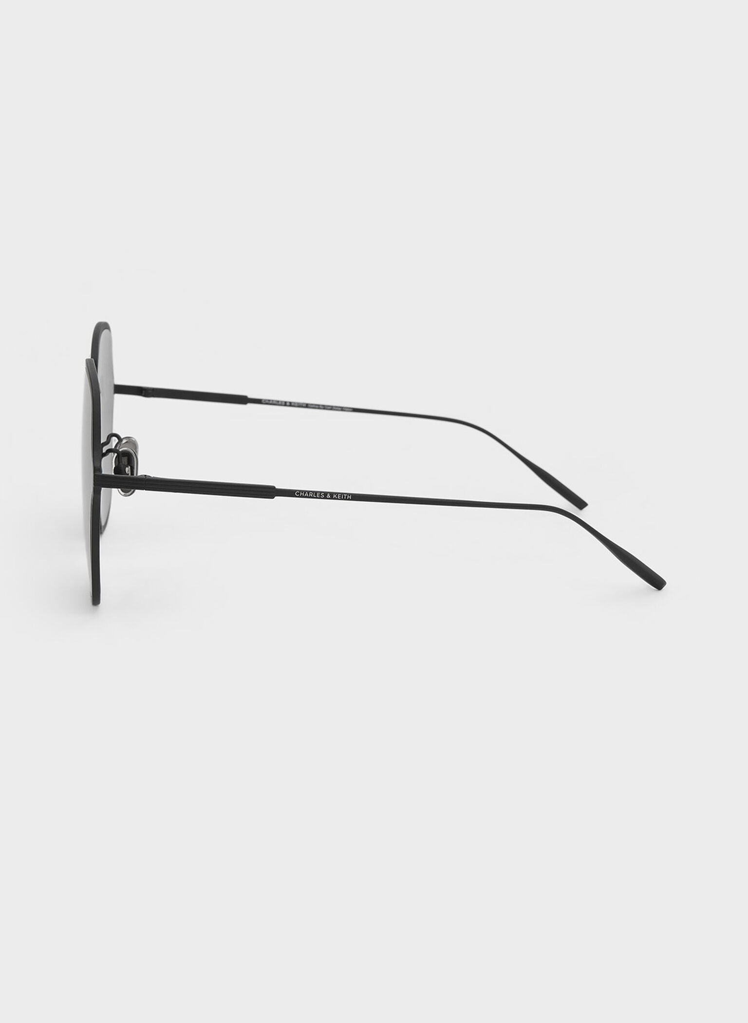 Metal Rim Butterfly Sunglasses, Black, hi-res
