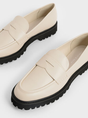 Chalk Chunky Penny Loafers - CHARLES & KEITH US