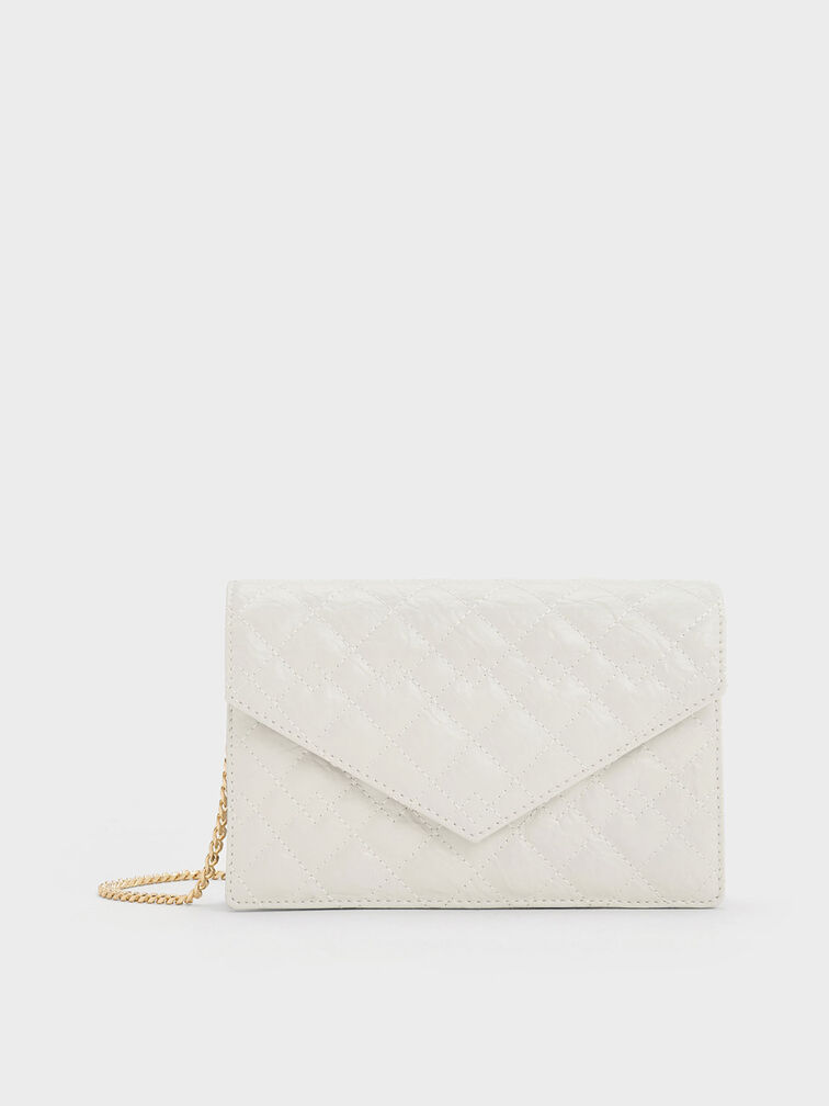 Clutch Duo tipo sobre acolchado, Blanco, hi-res