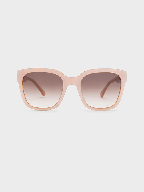 Recycled Acetate Square Sunglasses, Pink, hi-res