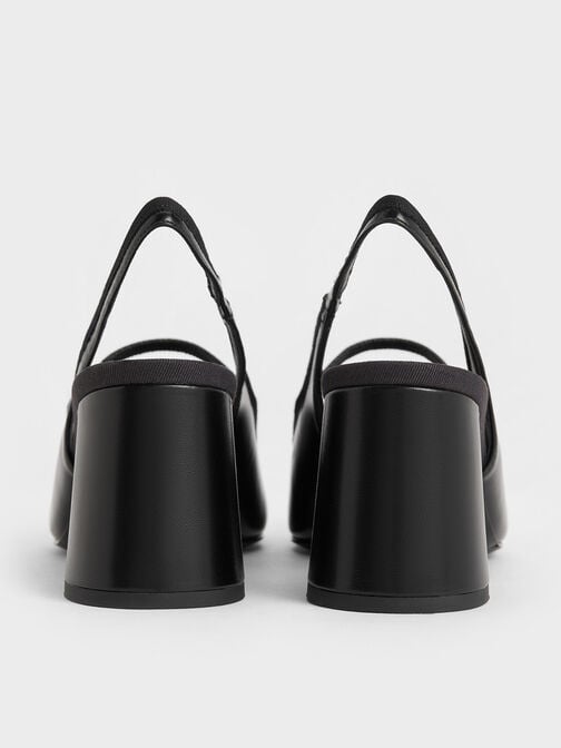 Two-Tone Bow Slingback Pumps, Black, hi-res